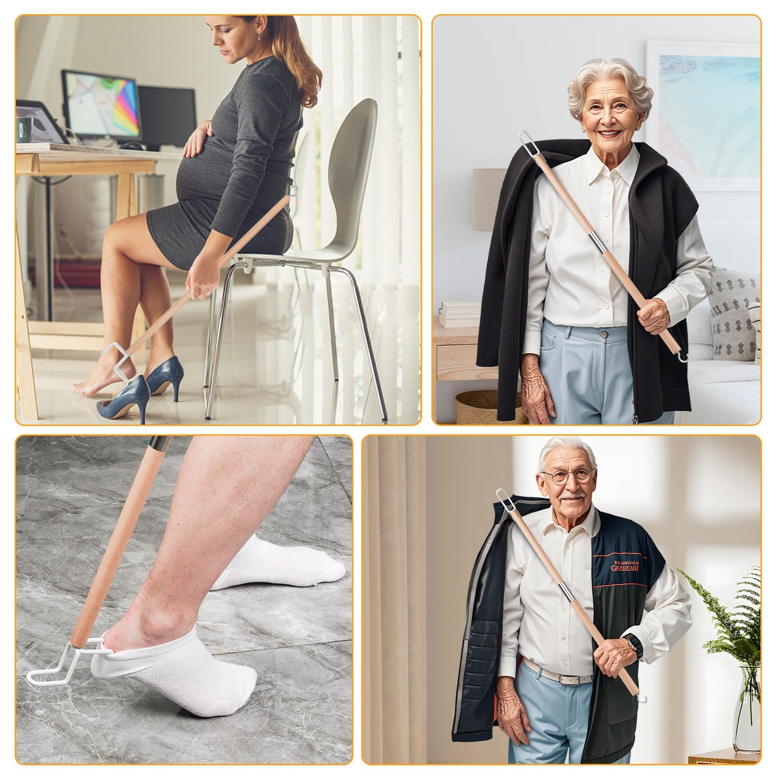 27.2"Dressing Stick,Long Handle Dressing Aid Stick for Elderly and Hip Surgery,Daily Dressing Aid for Pants, Shirts and Sock