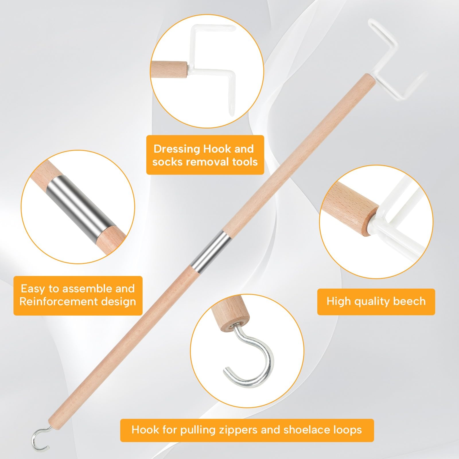 27.2"Dressing Stick,Long Handle Dressing Aid Stick for Elderly and Hip Surgery,Daily Dressing Aid for Pants, Shirts and Sock