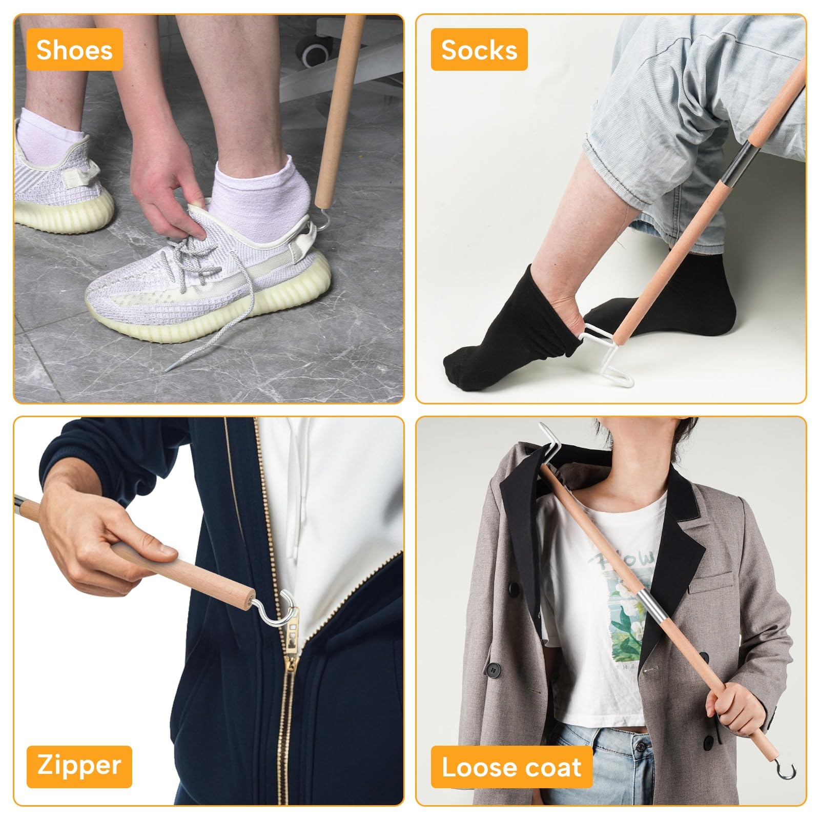 27.2"Dressing Stick,Long Handle Dressing Aid Stick for Elderly and Hip Surgery,Daily Dressing Aid for Pants, Shirts and Sock