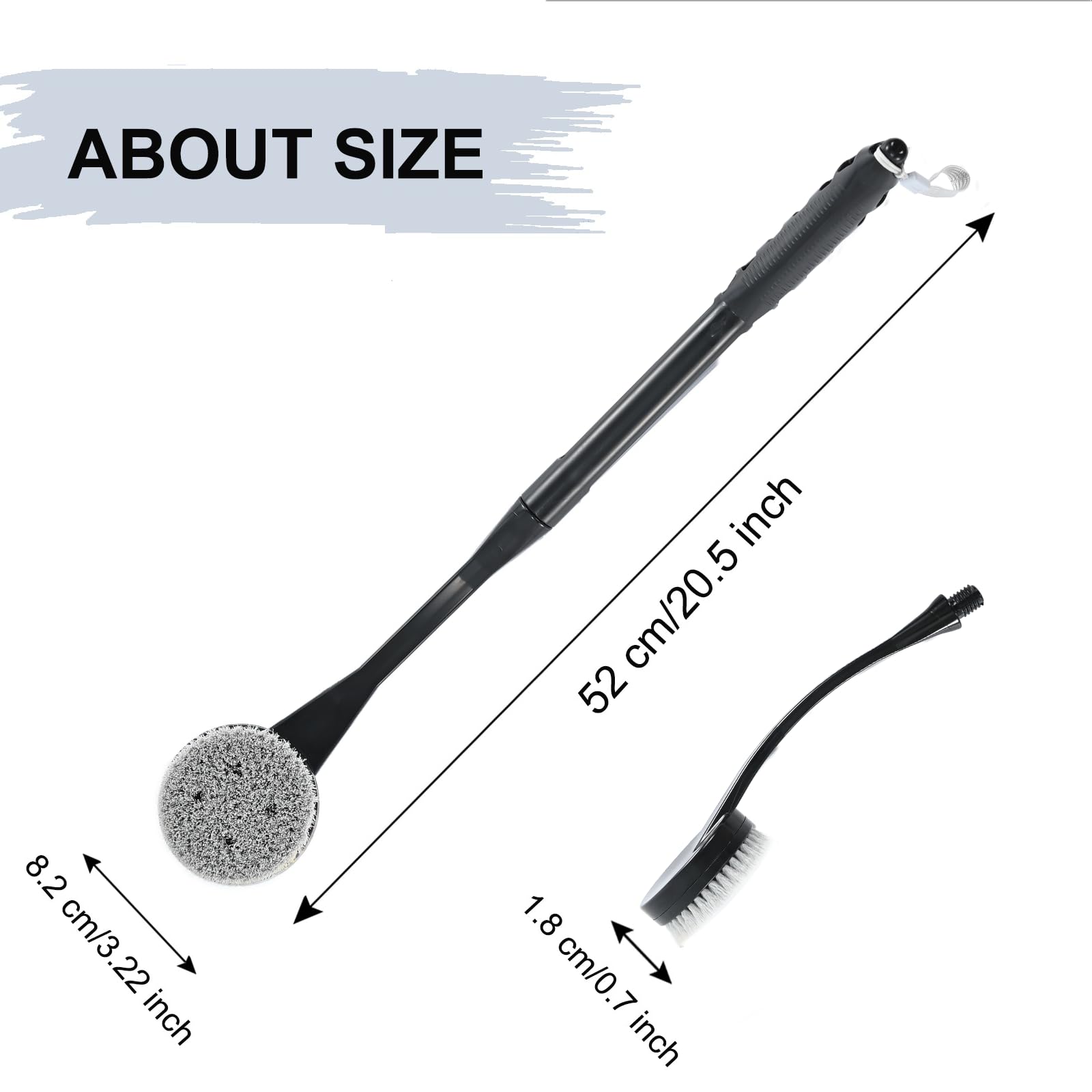 Back Scrubber for Shower,20.5" Bath Brush Long Handle for Deep Clean,Back Brush for Shower for Men Women(Black)