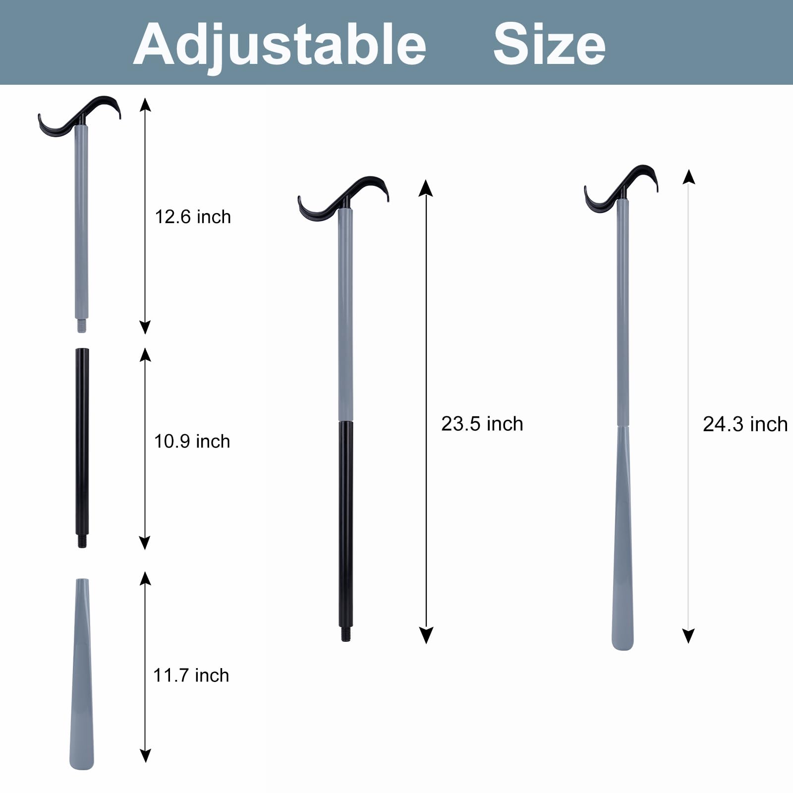 Gobiteli 35" Long Handled Shoe Horn, Dressing Stick, Sock Remover Aid Helper, Adjustable Dressing Aid for Shoes, Socks, Shirts, Pants