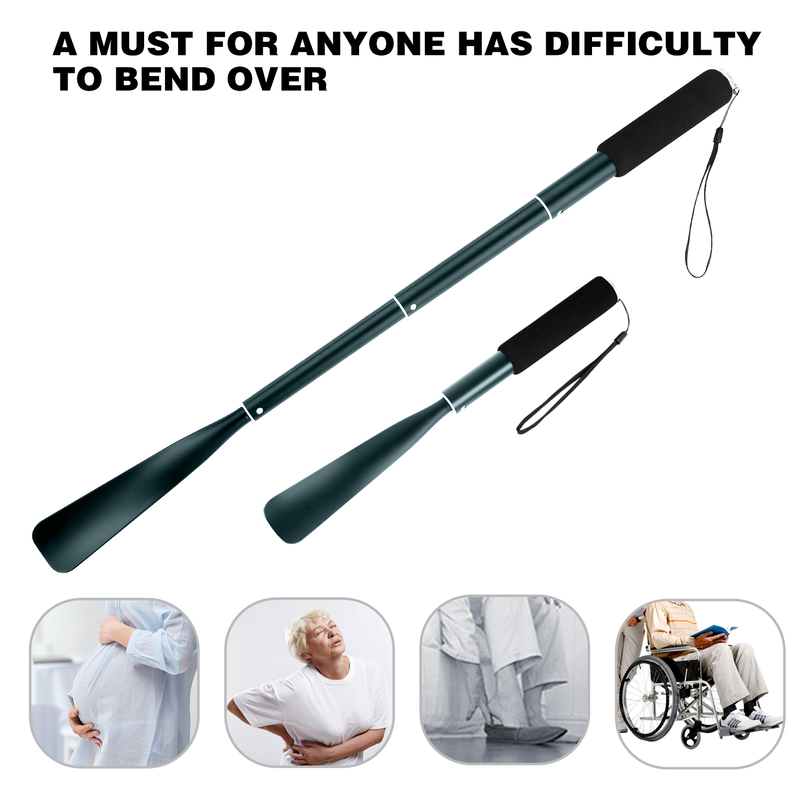 Gobiteli Schuhlöffel,36cm-94cm Einziehbarer Schuhanzieher Lang Griff für Senioren, Männer, Frauen und Kinder